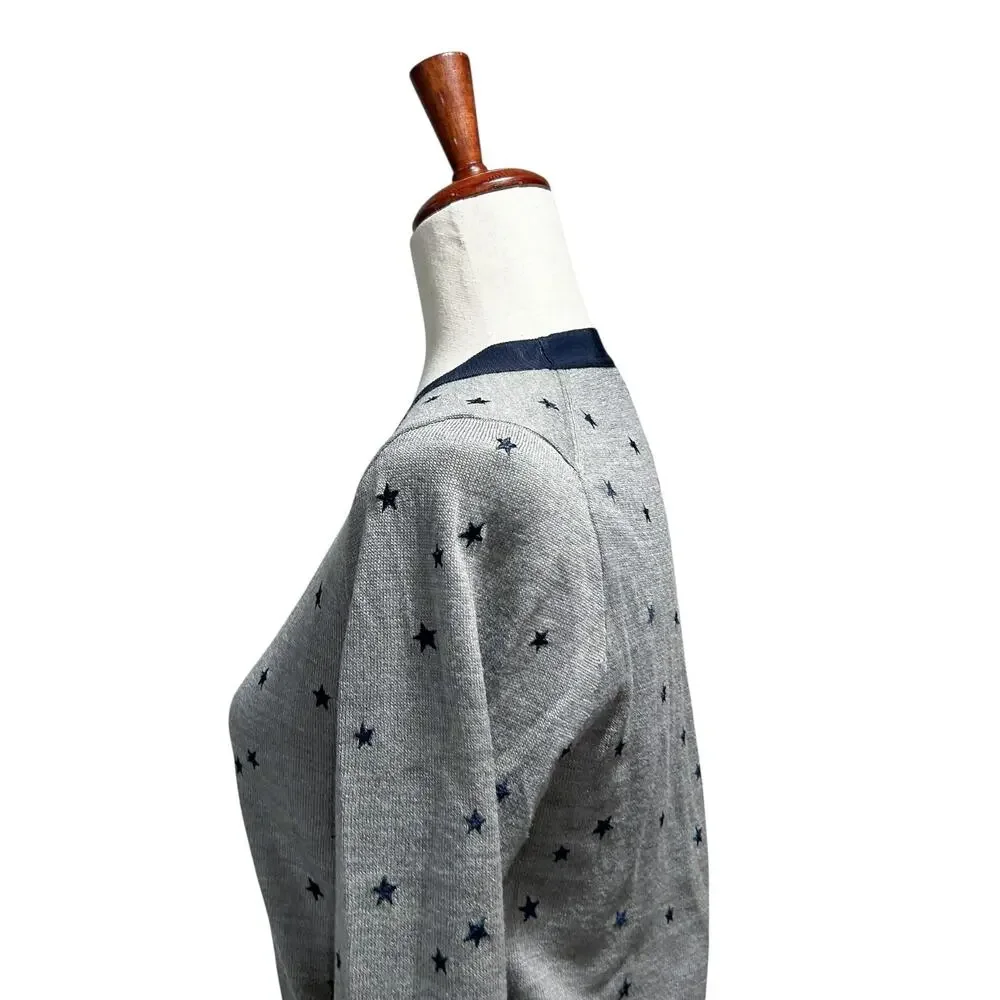 J.Crew Cardigan Small Harlow Star Blue Cardigan Merino Wool Blend Pocket Sweater
